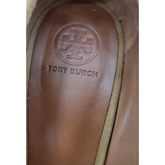 Tory Burch Raya Suede Lace Up Wedge Heels Womens Tan Brown Open Toe Sandals - Picture 10 of 10